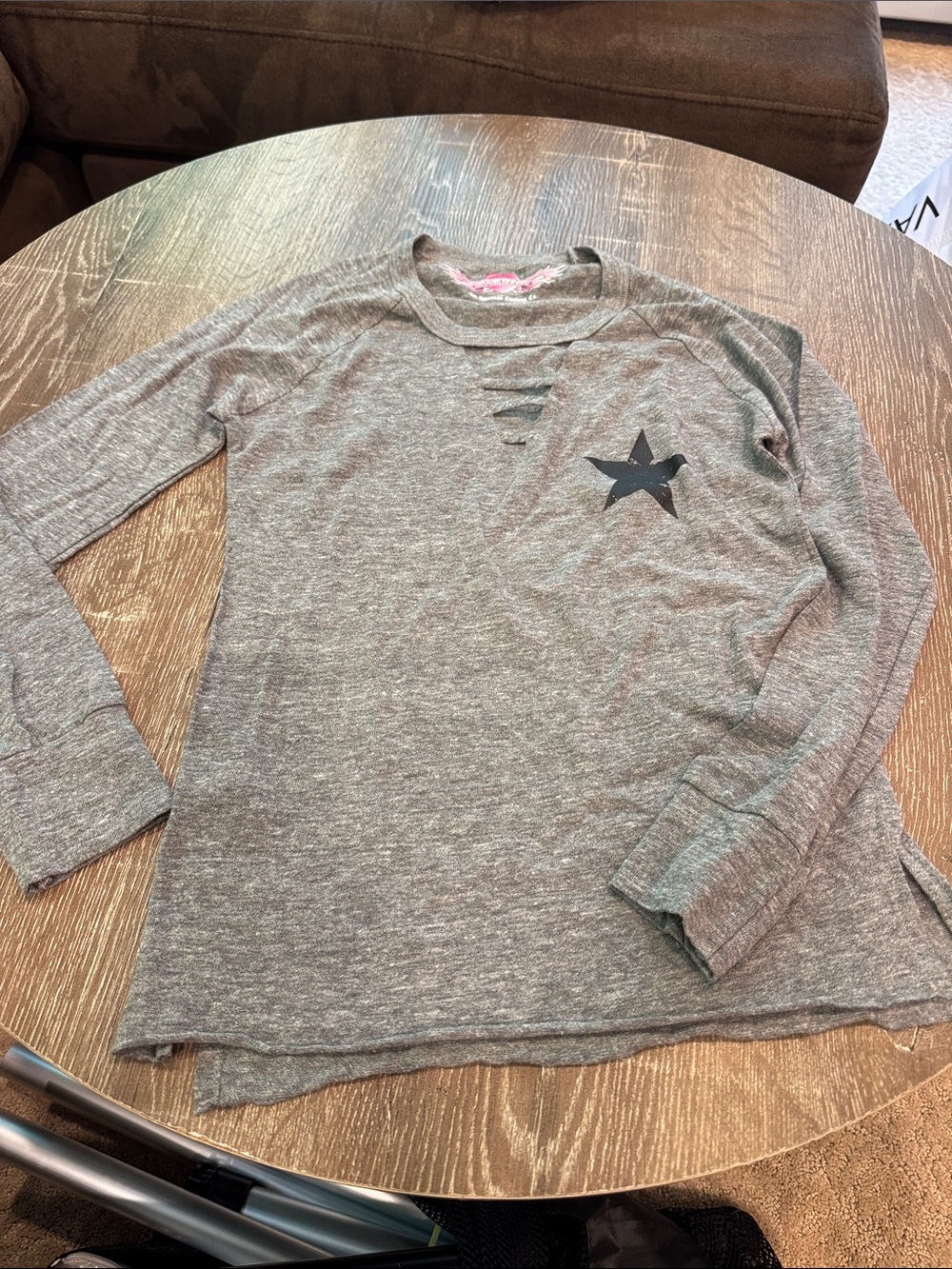 So Nikki Gray Long-Sleeve Tee with Black Star